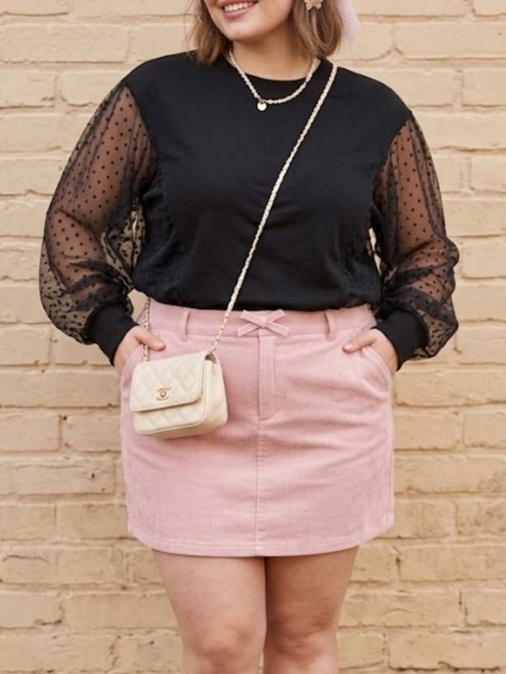 Forever 21 Black Sheer Dot Mesh SleeForve Sweatshirt Size M Whimsigoth Party Top